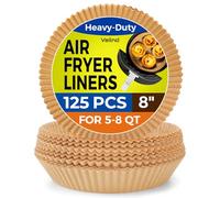 Air Fryer Paper Liners Disposable: 125PCS Non-Stick Air Fryer Parchment Paper, Food Grade Baking Liner for Baking Roasting Microwave (8IN-Round)