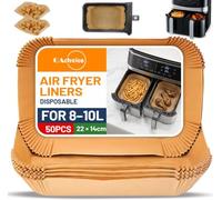 Air Fryer Paper Liners for Ninja Dual & Tower 22x14cm, 50PCS Disposable Air Fryer Liners, Non-Stick Parchment Paper Accessories, Compatible with AF300UK AF400UK & Other 9L Dual Drawer Air Fryers