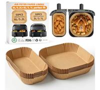 Air Fryer Paper Liners for Philips Dual Basket Airfryer 3000/5000 Series NA350 NA352 NA550 9L(6L/3L) Tefal 8.3L(5.2L/3.1L), HONYAO 100Pcs Disposable Parchment Paper Liners Air Fryer Accessories