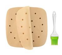 Air Fryer Parchment Paper, Square Air Fryer Paper Liners, Perforated Steam Paper Bamboo Steamer Paper for Steaming Basket,Baking,Ovening (200, 7.5 Inch)