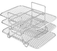 Air Fryer Rack,3 Layers 304 Stainless Steel Rack Air Fryer Accessories Air Fryer Shelf Compatible with Most Air Fryer Microwave Ovens