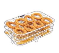 Air Fryer Rack - 3-Tier Mesh Roasting Tray, Detachable Steak Resting and Dehydrator Racks, Multi-Purpose Fryer Skewer Rack for Oven, Steamer, Grilling, and Healthy Cooking at Home