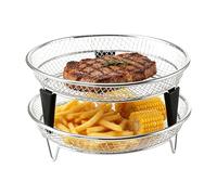 Air Fryer Rack - 7.09 Inches Stainless Steel Stackable Tray | 2-Piece Oven Basket, Dehydrator Rack Set Fast Easy Safe Neat for Broiling and Cooking in The Counter By Home Unit Apartment