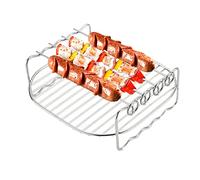 Air Fryer Rack, Air Fryer Double Layer Rack, Multi-purpose Air Fryer Accessories With 4 Skewers, 8 Inch Stainless Steel Grilling Rack, Dual Air Fryer Rack For Barbecue, Roasting Oven, Air Fryer
