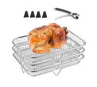 Air Fryer Rack: air fryer grill, 3x stainless steel stackable grill basket, kitchen stand, stackable dehydrator racks, air fryers accessories pa