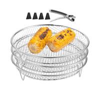 Air Fryer Rack: air fryer grill, 3x stainless steel stackable grill basket, kitchen stand, stackable dehydrator racks, air fryers accessories pa