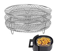 Air Fryer Rack Compatible for Ninja Air Fryer, 3 Stackable Dehydrator Racks Stainless Steel Air Fryer Basket Tray Air Fryer Accessories Dishwasher Safe for Oven Microwave Baking Roasting(Circular)