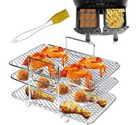 Air Fryer Rack Compatible with Ninja DZ201 DZ401 PowerXL Air Fryer 2-Basket Electric Fryer, Double Basket Air Fryers Rack, 304 Stainless Steel Toast Rack, Multi-Layer Grill Rack, Grill Rack (1 PACK)