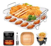 Air Fryer Rack for Cosori 5.5L,3PCS 2 Layers 8 in Square Airfryer Rack Accessories for Cosori 6.4L Air Fryer and Tower Oven