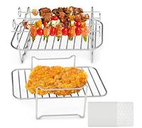Air Fryer Rack for Ninja Air Fryer Multi-Layer Double Basket Air Fryer Accessories 304 Stainless Steel Grilling Rack Toast Rack Cooking Rack for Oven Microwave Baking Roasting (D)