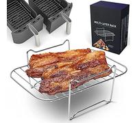 Air Fryer Rack For Ninja Dual Air Fryer, 304 Stainless Steel Multi-layer Dehydrator Rack Rack Nonstick Air Fryer Accessories Compatible With Double Basket Air Fryer