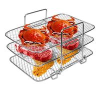 Air Fryer Rack for Ninja/Tower Dual air Fryer, 304 Stainless Steel Air Fryer Accessories Air Fryer Shelf 3 Layer Rack AF300UK AF400UK Accessories for Ninja, Salter, EMtronics Dual Air Fryer