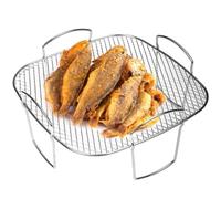 Air Fryer Rack Stainless Steel BBQ Grill Rack with 4 Legs Multi-purpose Single Layer Airfryer Rack General Air Fryers Accessory Fryer Roasting Oven Microwave 8 Inch