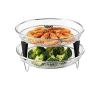 Air Fryer Rack - With Silicone Feet Stackable Tray, 2-Piece Air Fryer Dehydrator Rack | For Broiling Cooking Dehydrating Meal Prep Home Kitchen Counter Bar Apartment