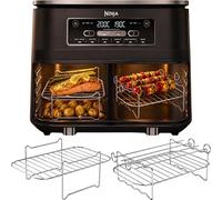 Air Fryer Racks for Ninja AF300UK 7.6L Dual Zone | 304 Steel & 4 Skewers | Fits the Ninja AF300UK 7.6L Dual Zone air fryer. Two rack formats and four skewers, all in 304 stainless steel.