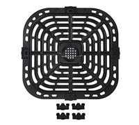 Air Fryer Replacement Parts - Square 24x23cm Grill Crisper Plate - 304 Stainless Steel Tray for Air Fryers - Non-Stick, Dishwasher Safe, Heat-Resistant Cooking Accessory