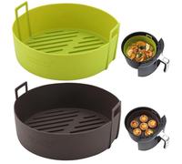 Air Fryer Silicone Liners 4QT For Ninja AF101, 2 Pack BPA Free Platinum Air Fryer Basket Liners with Handle, Round Reusable Liner Ninja Fryer Accessories, Upgrade