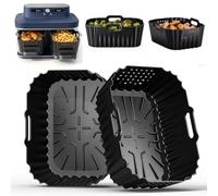 Air Fryer Silicone Liners for Ninja Crispi DualZone DD101 Reusable 2 Pcs | Non-Stick Basket Air Fryer Accessories for Ninja Crispi DualZone Glass Countertop 2×4Qt Glass Containers & Ninja DZ201 Foodi