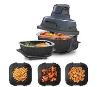 Air Fryer Silicone Liners for Ninja Crispi FN101GY - Non-Stick Accessories for Ninja Air Fryer, Fits 4QT Container & 6 Cups Container,Airfryer Replacement Insert, Gray