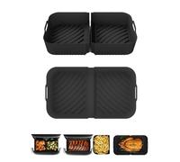 Air Fryer Silicone Liners for Ninja Foodi Flexdrawer AF500UK, Reusable Silicone Liner for Ninja Foodi Flexdrawer AF500UK 10.4L, Cosori Dual Blaze 10L Air Fryer Liner (3PCS, Black)