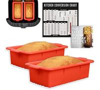 Air Fryer Silicone Loaf Pans for Baking, Non-Stick Bread Cake Pan, 8 inch Airfryer Bakeware Sets, Meatloaf Brownie Corn, Fits Instant Pot, Ninja Foodi, Cosori, Chefman, Power XL, Dash, BPA Free