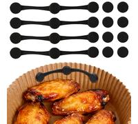 Air Fryer Silicone Magnet Clips 4-Pack, Heat-Resistant Safety Buckles to Secure Parchment Liners, Prevent Paper Burning & Food Covering (Black 4PCS)