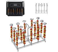 Air Fryer Skewer Rack Compatible for Ninja Dual, BBQ Rack with 14 Skewers, 304 Stainless Steel Grilling Rack Air Fryer Accessories for Double Basket Air Fryers AF300UK AF400UK and Ninja 7.6L-9.5L