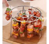Air Fryer Skewers Rack， With Compact And Portable Construction， For Convenient Outdoor Cooking, Camping, And Backyard Barbecues(grill+24 pcs)