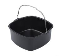 Air Fryer Square Cake Pan Set, Nonstick Baking Basket with 7, 7., 8 Inch Sizes, Deep Dish Tray and Roasting Rack for Small Airfryers, Black Kitchen Accessories(7-in)