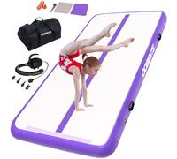 Air Gymnastics Track Tumbling Mat Inflatable 16ft 4in Thick Tumble Track Air Gymnastic Equipment for Kids Home Training Yoga/Water/Dance (5m,purple)