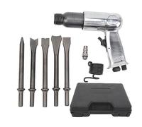 Air Hammer Kit Heavy Duty Pneumatic Chisel Drill Tool, Power Hammer with Multiple Drills, 150mm Short and 250mm Long for Car Repair Brake Pad Rust Removal Metal Cutti (190mm Medium Barrel)
