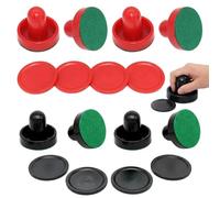 Air Hockey Pucks and Paddles Set, 16 Replacement Parts for Air Hockey Table, Smooth Surface Professional Mini Air Hockey Pucks, Standard Size Paddles with Durable Materials for Competitive Play