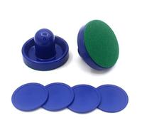 Air Hockey Pushers, 2 Pcs 96mm Air Hockey Table Felt Pusher with 4Pcs Red Pucks for Replacement Pucks Table Mallet Goalies for Game Table(Blue)