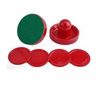 Air Hockey Pushers and Pucks Set 96mm Diameter with Felt Cover and Mallet Goalies, ABS Plastic for Table Game Replacement Accessories (red)
