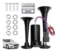 Air Horn 12V, 150 DB Super Loud Car Horn, Double Tube Train Horn with Compressor for Trucks Trains Lorrys Cars Boats Van (Black)