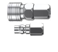 Air Hose Fitting 304 Stainless Steel C-Type Self-Locking Quick Connector Air Pipe Pneumatic Compressor Male and Female Plug(SFPF,20)