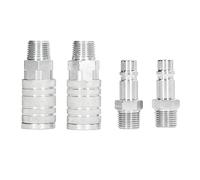 Air Hose Fitting Quick Connector 4Pcs 1/2in NPT Male Female High Flow Pneumatic Coupler for Air Tools Industrial Use Durable Steel Construction 300PSI