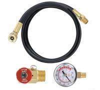 Air Hose Kit for Portable Air Tanks - 25ft Reinforced PVC Air Compressor Hose with Brass Tire Chuck, Pressure Gauge & Multi-Port Manifold