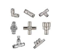 Air Hose Quick Connect Adapter, 1PCS Stainless Steel Pneumatic Fitting Pipe Connector Tube Air Quick Water Push in 4-10mm(PU,4MM)