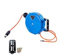 Air Hose Reel - Heavy Duty Compressor Line Storage System for Workshop Use | Reinforced Hybrid Hose with Smooth Lock Mechanism, 32.8ft Auto Wall Mount, Garage Tool Air Supply for Automotive Repair