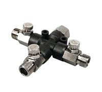 Air Hose Splitter 3-Way Connector with Valves, 1" NPT Thread, Compatible with Turtle Wax & Mainstream Air Tools