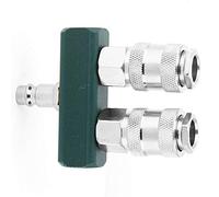 Air Hose Splitter, Air Compressor Manifold Two-Way American Quick Connector 1/4 Inch Straight Air Line Fittings Adjustable Valve Male Female Connector