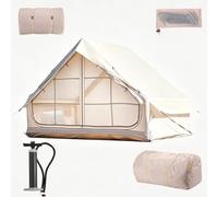 Air House Camping Tent 4 Season with Stove Jack | Inflatable Glamping Tent for 4-6 Person with Hand Pump, Easy 3-Min Setup Waterproof Blow up Outdoor Family Shelter