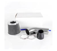 Air Intake Hose Pipe Tube 3" 76mm Universal Car Racing Cold Air Intake Turbo Induction Pipe Tube Kit Aluminum With Cone Filter Inlet(Silver)