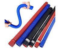 Air Intake Tube Black Steel Wire Corrugated Tube Silicone Hose High Pressure And Temperature Intake Pipe Intercooler Air Filter Connection Intake Induction Kit(700mm,ID 95mm)