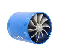 Air Intake Turbonator Dual Fan Turbine Super Charger Gas Saver Turbo Blue