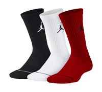 Air Jordan Solid Color Embroidered Athletic Socks Unisex 3 Pairs Black + Red + White SX5545-011 L