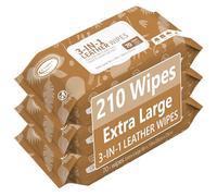 Air Jungles 3in1 Leather Cleaner Wipes 70 Count (Pack of 3), Extra Large 8" x 10" Size Leather Clean Condition Protect Wipes for Vinyl and Leather Apparel Furniture Auto Car Interior Shoes Boots Bags