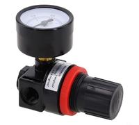 Air Line Pressure Regulator with Gauge 1/4" For NPT Port, Adjustable Compressed Air Flow Control Valve for Pneumatic Systems and Air Compressor Pressure Regulation