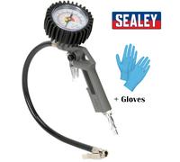 Air Line Tyre Inflator 0-175psi Sealey SA302 Pressure Gauge & 1/4" + 1x Gloves